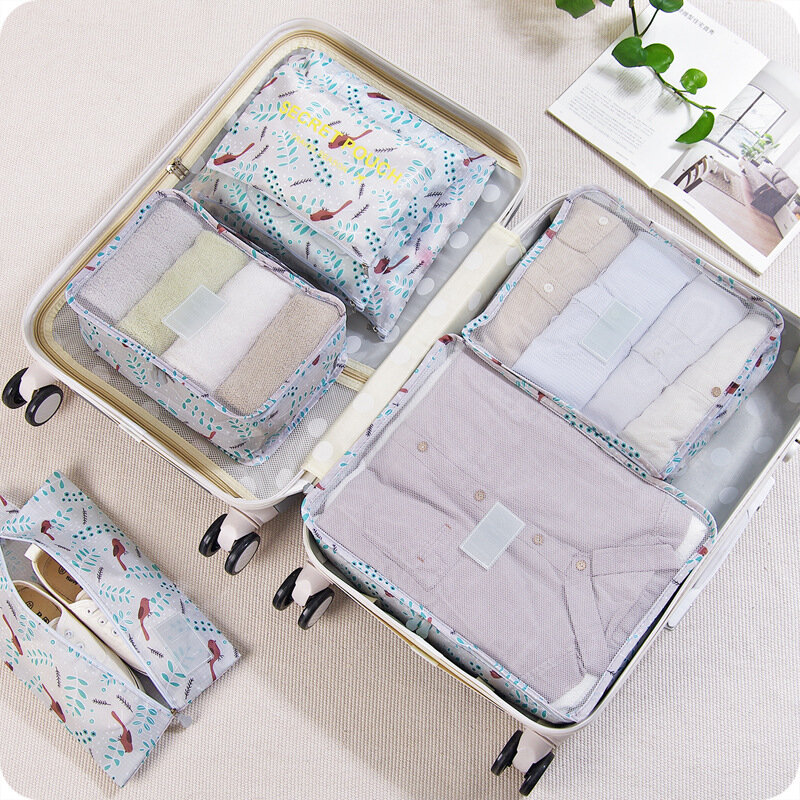 RUPUTIN New 7PCS/Set High Quality Oxford Cloth Ms Travel Mesh Bag In Bag Luggage Organizer Packing Cube Organiser For Clothing