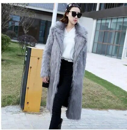 Manteaux en fourrure artificielle pour femmes, veste longue, grande taille, gris, mode automne hiver, K426