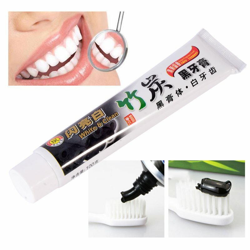 Pasta de dientes de carbón de bambú para blanquear, pasta de dientes de carbón vegetal negro, higiene bucal, 100g, GU82, novedad
