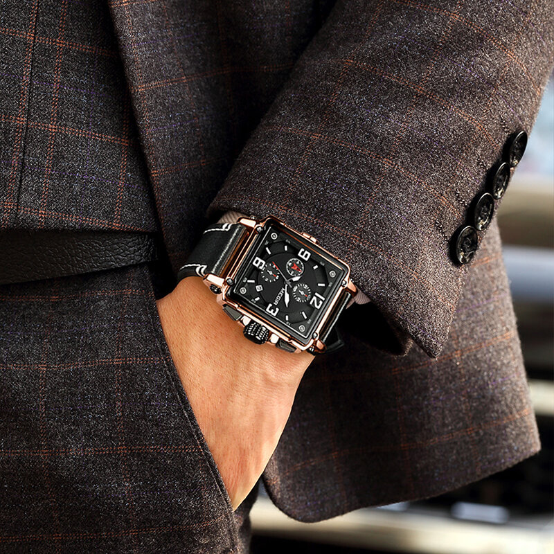 Top Brand Luxury MEGIR Creative Men Watch Chronograph Quartz Watches Clock Men Leather Sport Army Military Wrist Watch Saat 2020
