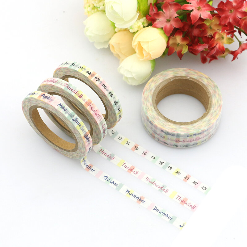 3Pcs Senja Saga Tanggal Rencana Washi Tape Pita Perekat DIY Scrapbooking Stiker Label Masking Tape