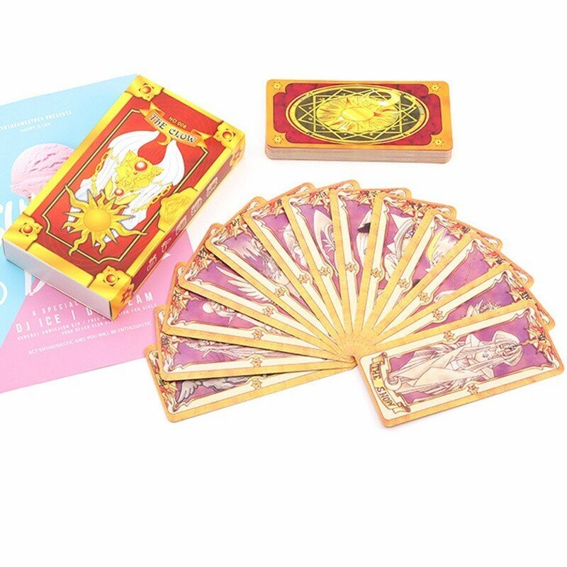 Anime Sakura Cardcaptor Clow tarjetas Captor cartas de Sakura Tarot Rosa rojo Tarot KINOMOTO SAKURA tarjeta Cosplay Props regalo