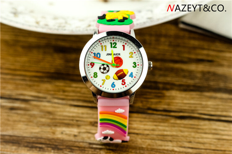 Relógio infantil de quartzo e sílica 2021, bola criativa colorida para exercícios com agulha 3 d de cor macia