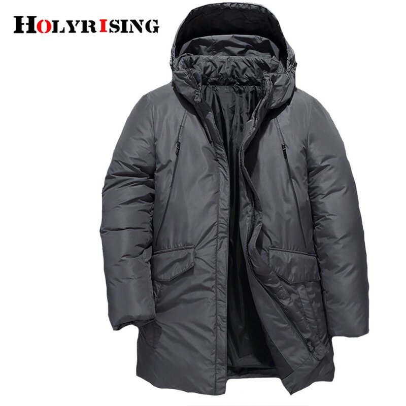 Holyrising jaqueta para homens acolchoada, grossa e quente casaco com gola externa slim lisa capa com zíper manteau homme embutida 18539-5