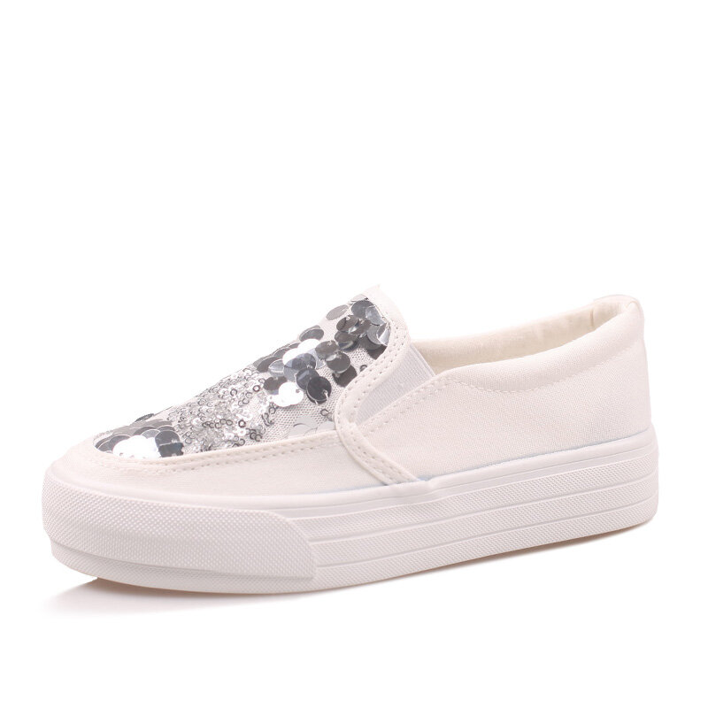 Bling Handmade สีขาวขนาดเล็กรองเท้าผู้หญิงลูกไม้ Breathable Loafers ผู้หญิงเกาหลีหนารองเท้าผ้าใบ Espadrilles นักเรียน ...