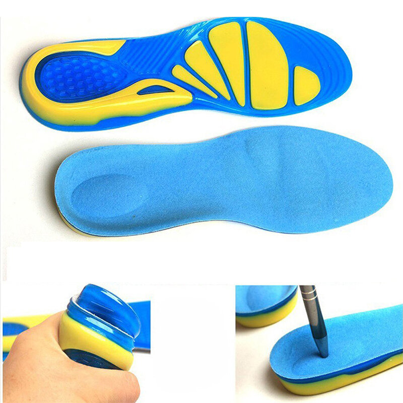 1 paio Unisex TPE Silicone Gel in esecuzione Sport solette cura del piede fascite plantare solette ortopediche massaggiare pattini Pads Cтельки