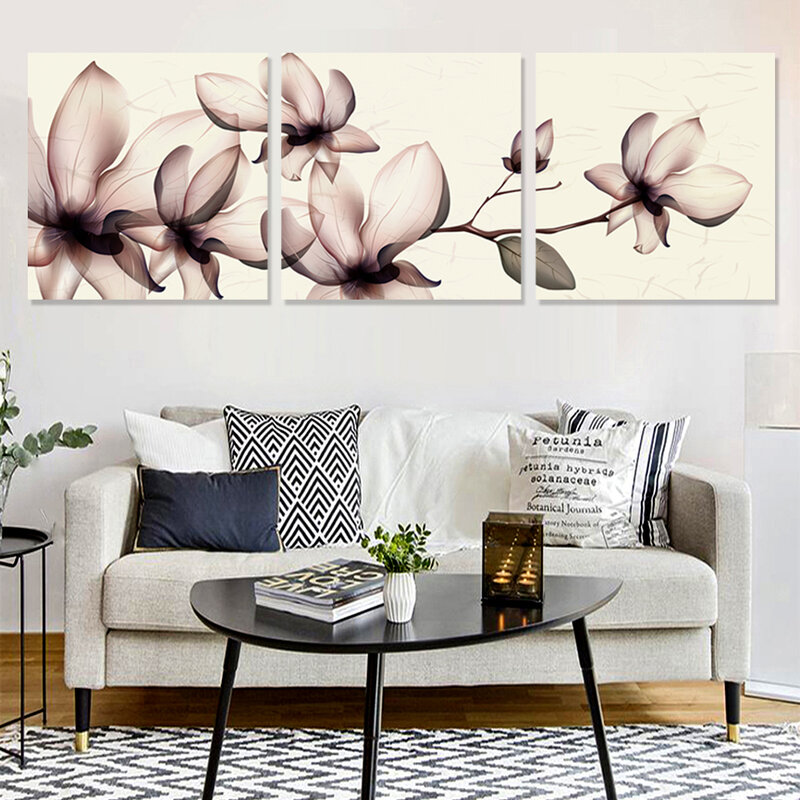JHLJIAJUN – toile de peinture avec orchidées jaunes, 3 pièces, Module Mural pour salon, affiche d'art Mural