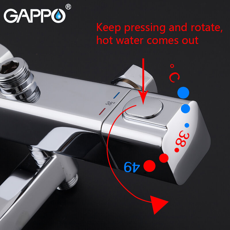 Gappo sistema de chuveiro termostática torneiras misturadoras chuveiro misturador água do banheiro chuvas chuveiro fixado na parede da banheira