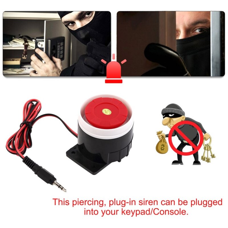 120dB Sirene Alarm Merah Kabel Alarm Sistem Speaker DC 9 V Indoor Siren Tahan Lama Mini Tanduk Sirene untuk Keamanan Rumah grosir