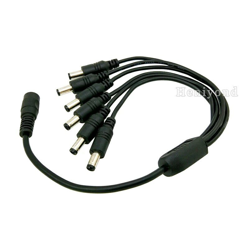 Cable adaptador de corriente de 1 a 6 puertos DC, divisor de potencia de 2 piezas, macho a hembra, enchufe de 5,5x2,1mm para tira Led de cámara CCTV