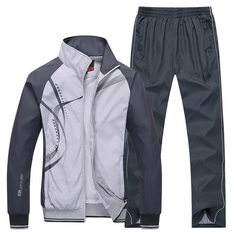 Nova primavera outono dos homens define lazer terno esportivo moda treino 2 peças jaqueta + calças masculino roupas esportivas