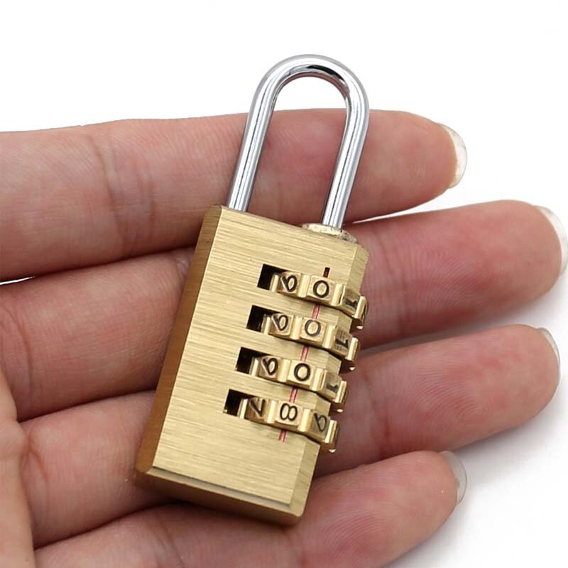 Новый мини Медь 4 цифровые числа пароль кодовый замок Комбинации Замок Сбрасываемый саквояж двери