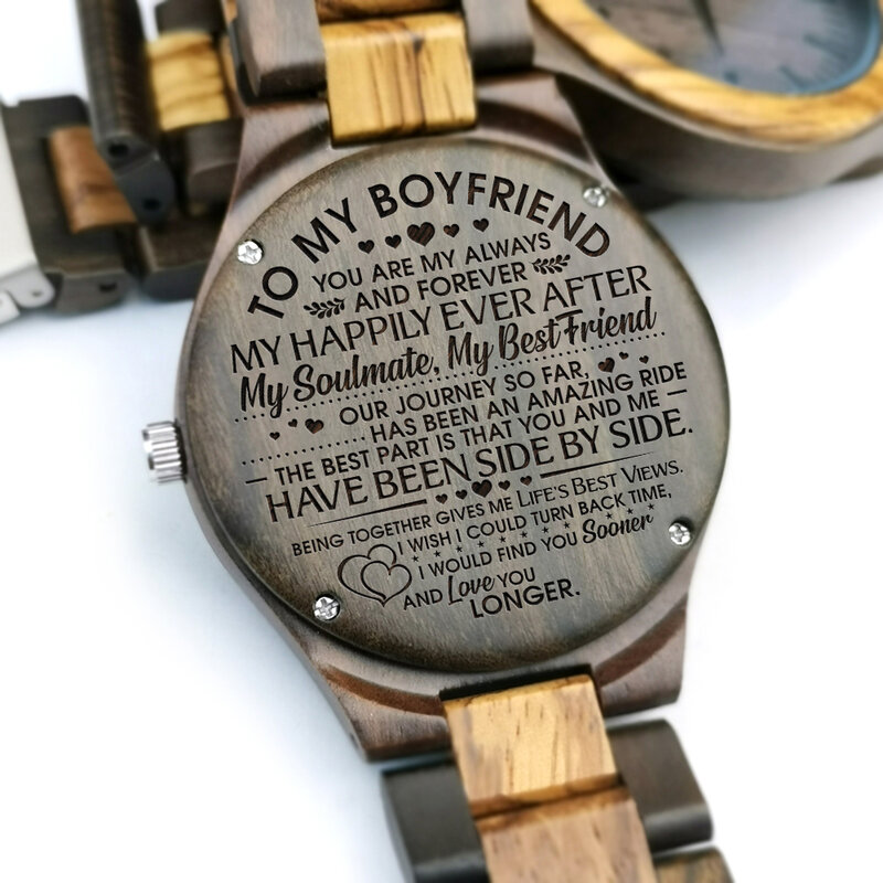 To My Boyfriend ไม้แกะสลักนาฬิกาของคุณตา I Have Found My Home เมเปิลนาฬิกาไม้นาฬิกาผู้ชาย