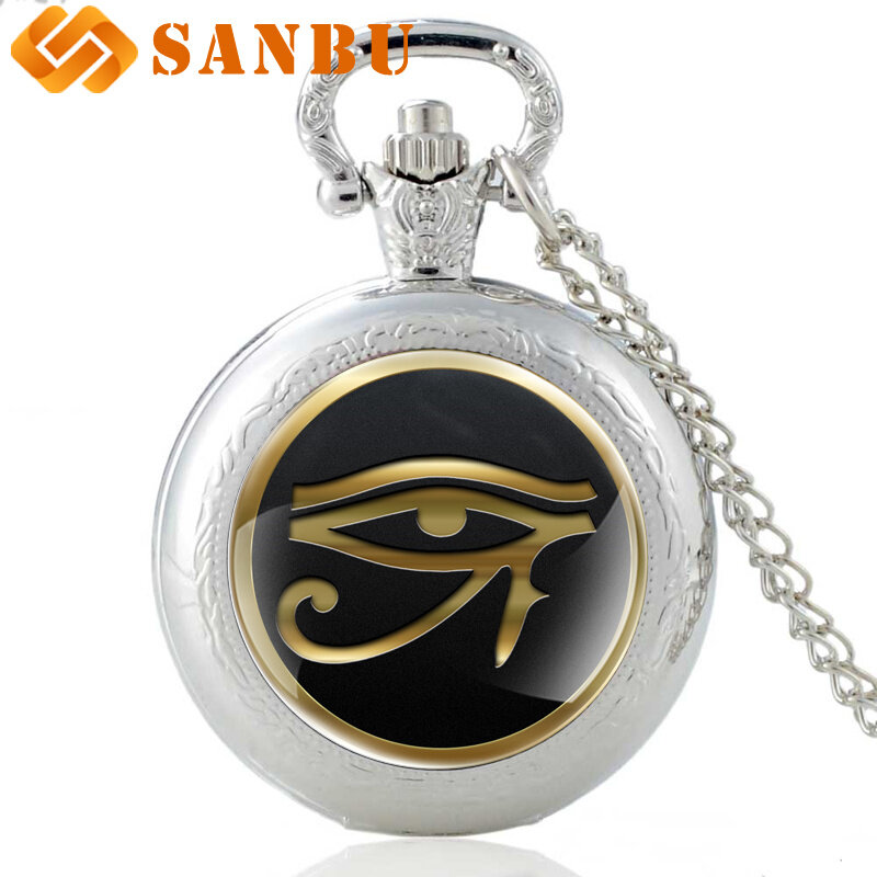 Klasyczny brąz egipskich bogów �� �� oko kwarcowy kieszonkowy zegarek w stylu Vintage mężczyźni kobiety oko horusa naszyjnik biżuteria