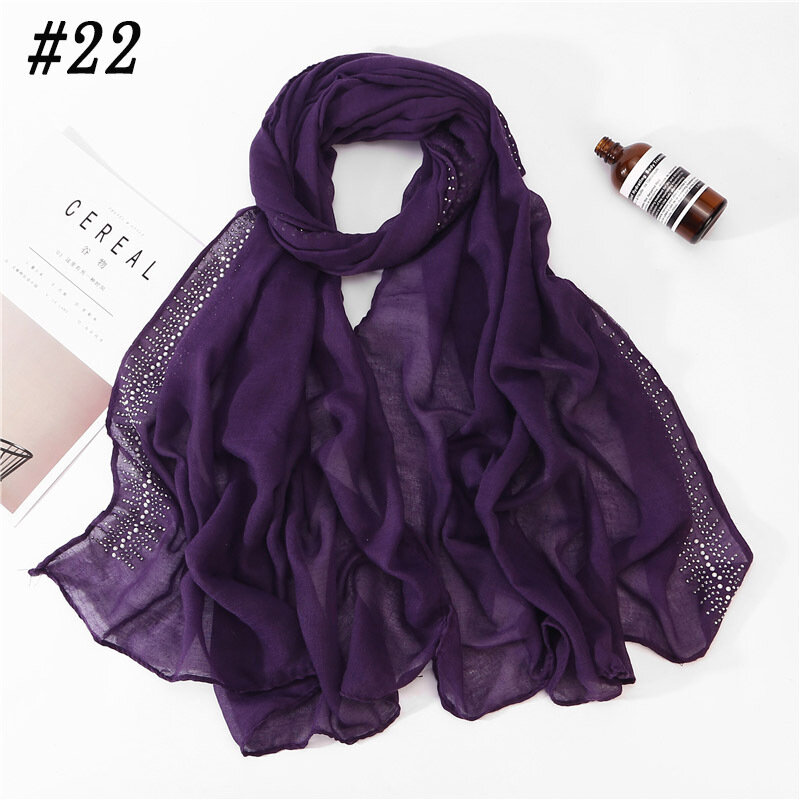 Bufanda de algodón con purpurina para mujer, hijab musulmán, suave, para la cabeza, árabe, 75x180cm