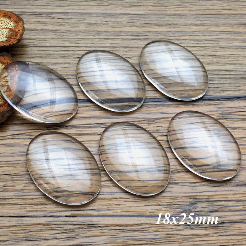 Zeroup cabochão de vidro transparente artesanal, 15 argolas ovais de 18x25mm, acessórios para joias