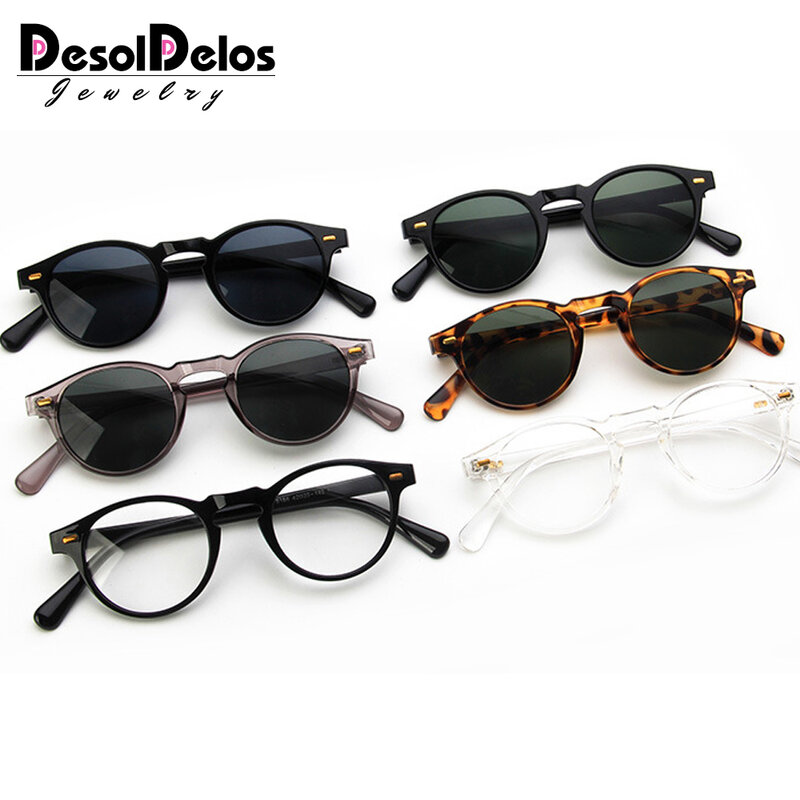 Винтажные Круглые Солнцезащитные очки с прозрачной оправой, брендовые Дизайнерские мужские и женские солнцезащитные очки в стиле ретро gafas...