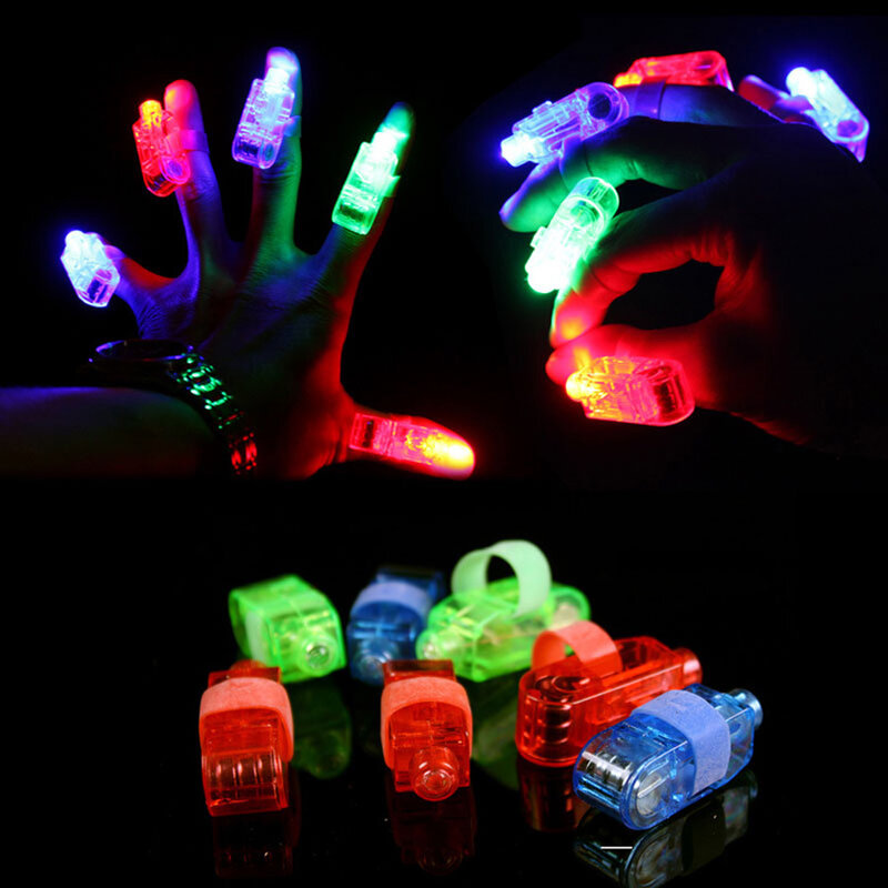 100 sztuk/partia LED Finger Lights świecące olśniewający kolor lampy laserowe emitujące świąteczne wesele festiwal Party decor