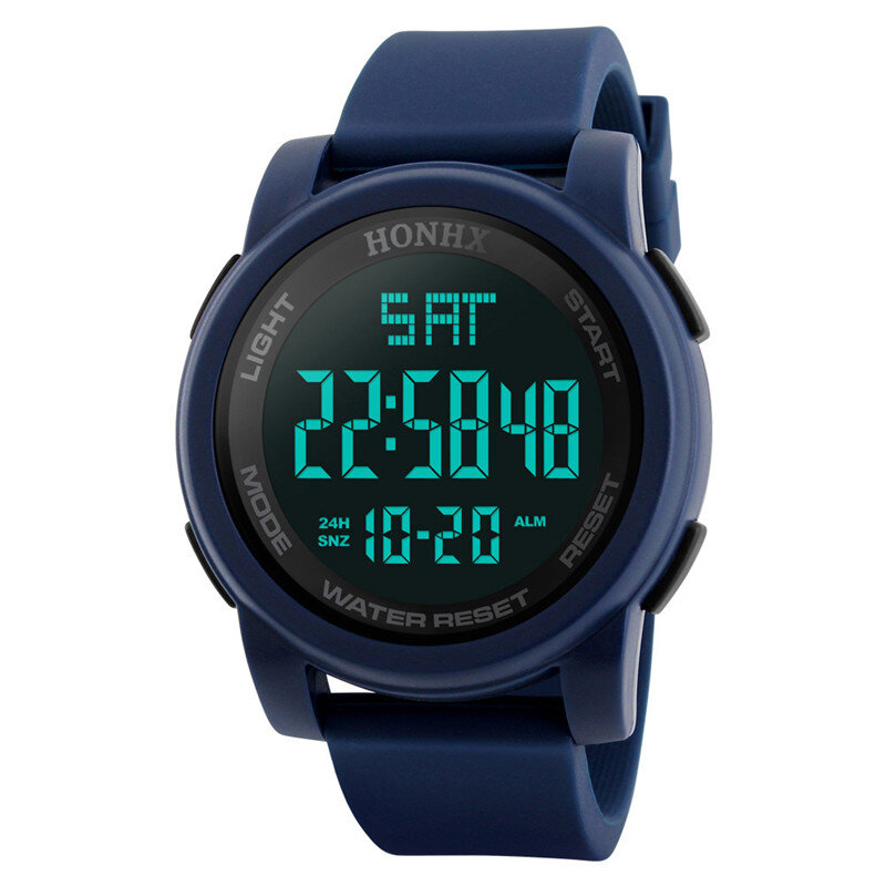 Relógio de pulso masculino à prova d'água, relógio de pulso esportivo digital com lcd com cronômetro e data, q