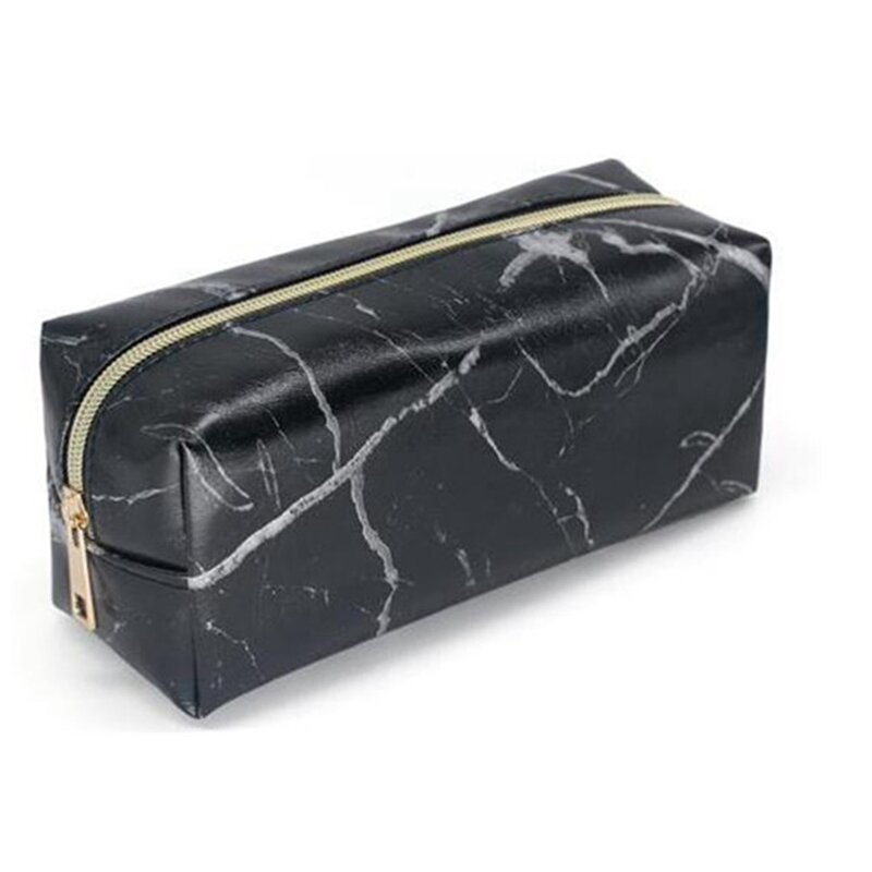 Ins Nordic Style Marble Zipper PU Leather Pencil Case for Girl Pencil Bag Marble Pattern Big Capacity Pencil Box School Supplies
