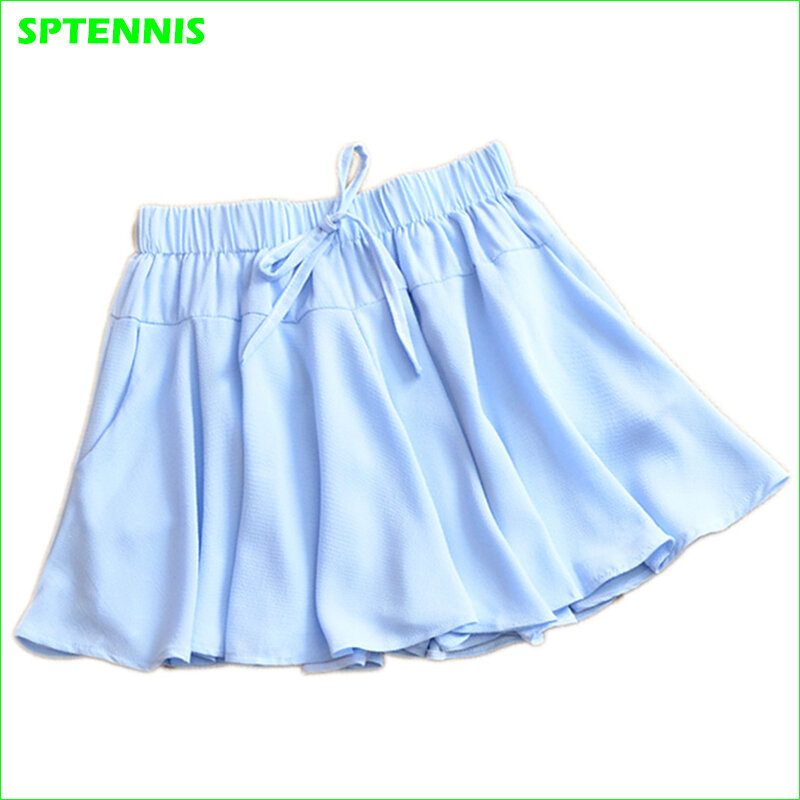 Elastic Waist Tennis Skirts Girl Chiffon Skorts Badminton Golf Pleated Full Skirt Women Summer