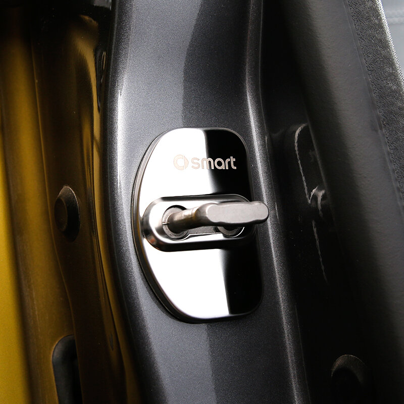 4 pçs de aço inoxidável porta do carro bloqueio cobre emblemas proteção contra ferrugem acessórios do carro-estilo do carro inteligente 453 forfour decoração do carro