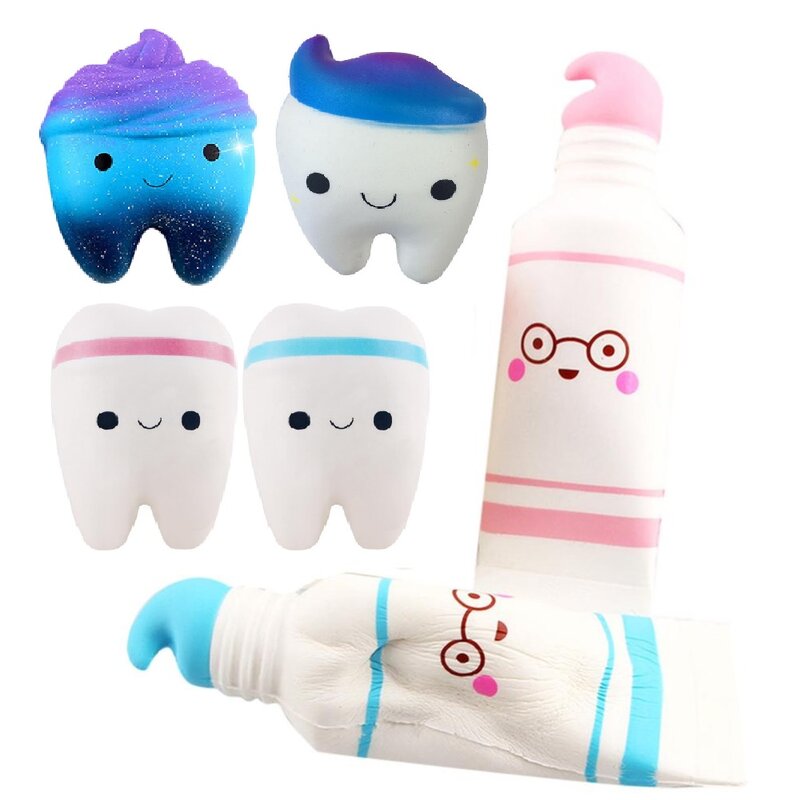 Creme dental dos desenhos animados & estilos do dente squeeze cura divertido presente do miúdo anti-stress brinquedos beliscados azul/rosa para crianças adultos