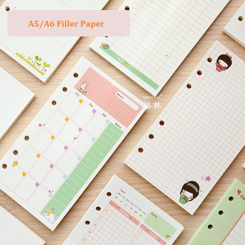 Rolo de papel de preenchimento colorido, material de escritório, escola, planejador, acessórios de papelaria para filofax a5 a6
