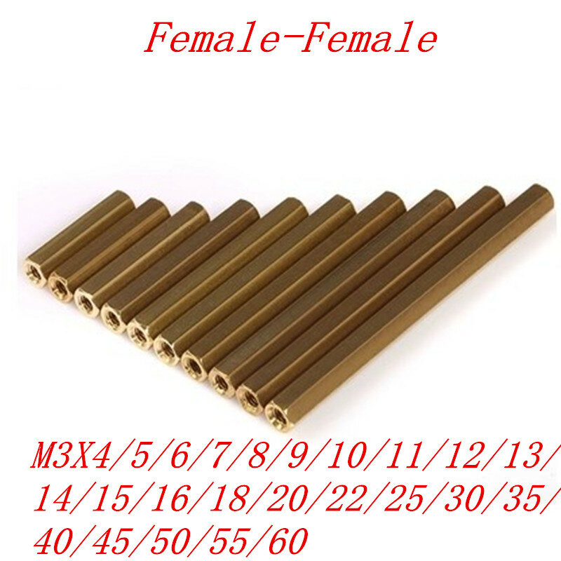 Espaçador de latão m3 fêmea, espaçador m3 (4-60) de cobre, pino hexagonal, espaçador, coluna oca m3 * 4-60mm