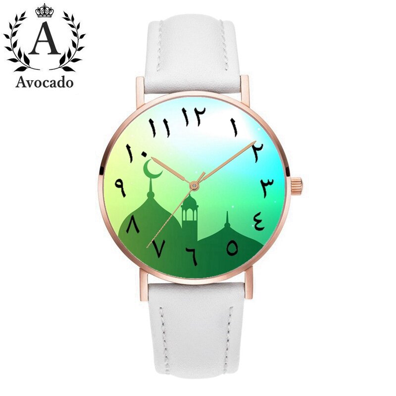 2020 novo relógio de couro árabe islam castelo moda relógio de pulso de quartzo relógio de senhoras