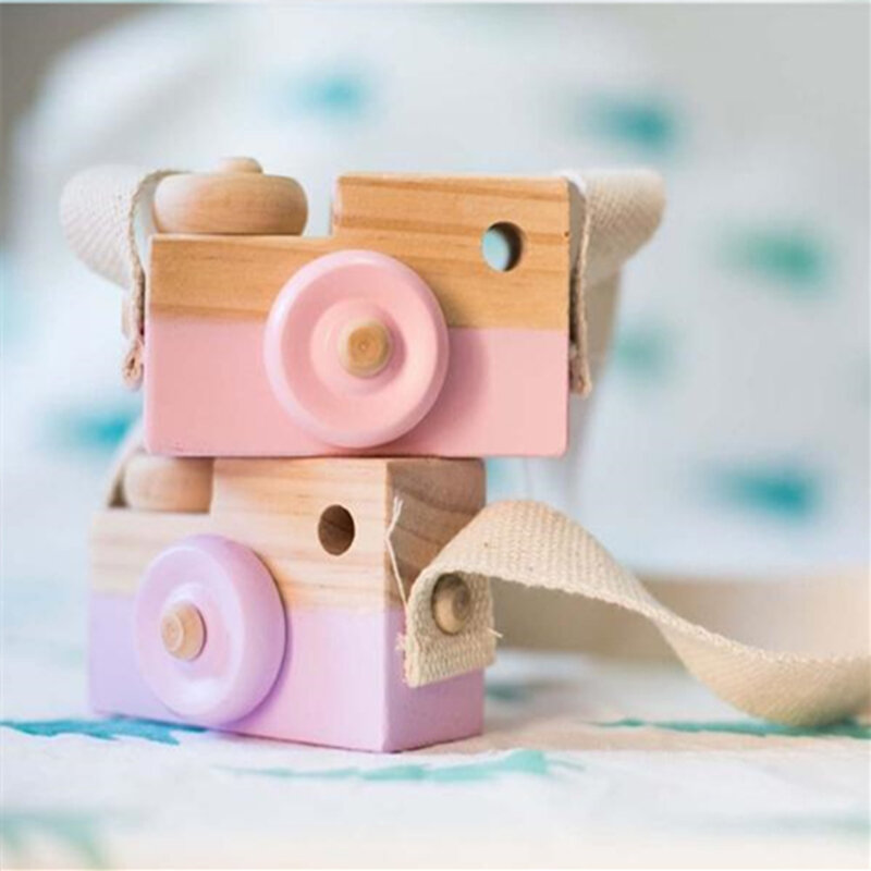 Decorative Cute Wooden Camera Toys Baby Kids Pretend Toys Room Furnishing Articles Child Birthday Gifts Nordic European Style