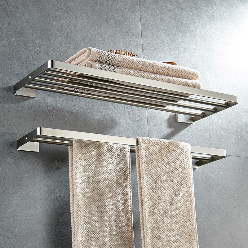 Stainless Steel Bathroom Hardware wall Mounted Polish Paper Holder Bath Towel Bars Bathroom Accessories Set 40 /50 CM towel rack
