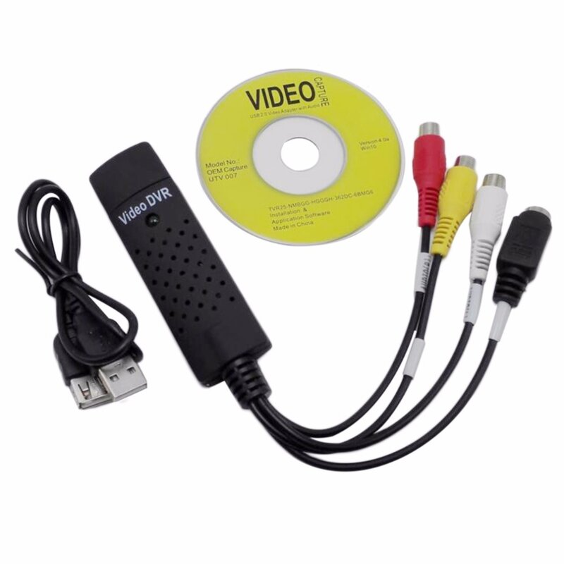 USB 2.0 비디오 캡처 카드 변환기 PC 어댑터 오디오 비디오 TV DVD VHS DVR 캡처 카드, USB 비디오 캡처 장치 지원 Win10
