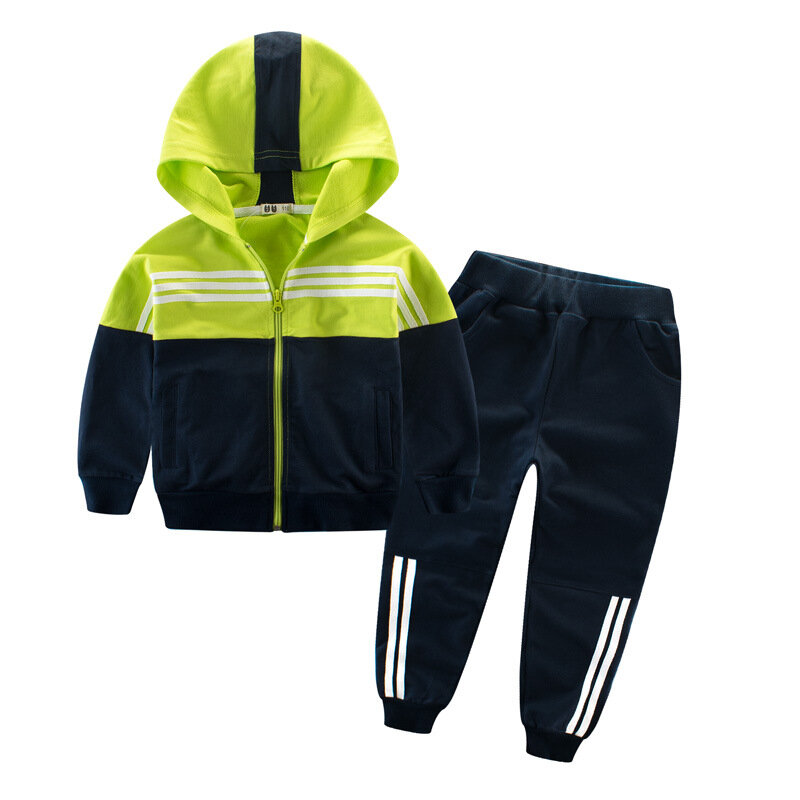 Conjunto de roupa infantil casual de treino, roupa esportiva para meninos e meninas com capuz e manga comprida
