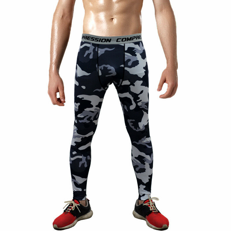 Mens Pantaloni di Compressione 2016 New Fitness Calzamaglie Uomini Bodybuilding Pantaloni Mimetici Pantaloni Pantaloni
