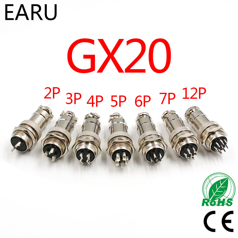 1set Gx20 Aviation Connector Plug Socket Circular Connector 2 3 4 5 6 7 8 9 10 12 13 14 15 Pin 