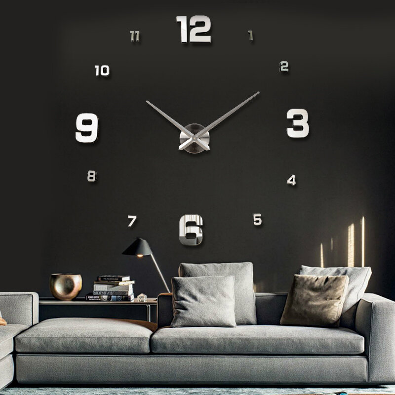 本物の金属製の3dクォーツ時計,アクリルミラー,時計,家の装飾,モダンな針,ステッカー,日曜大工,新品