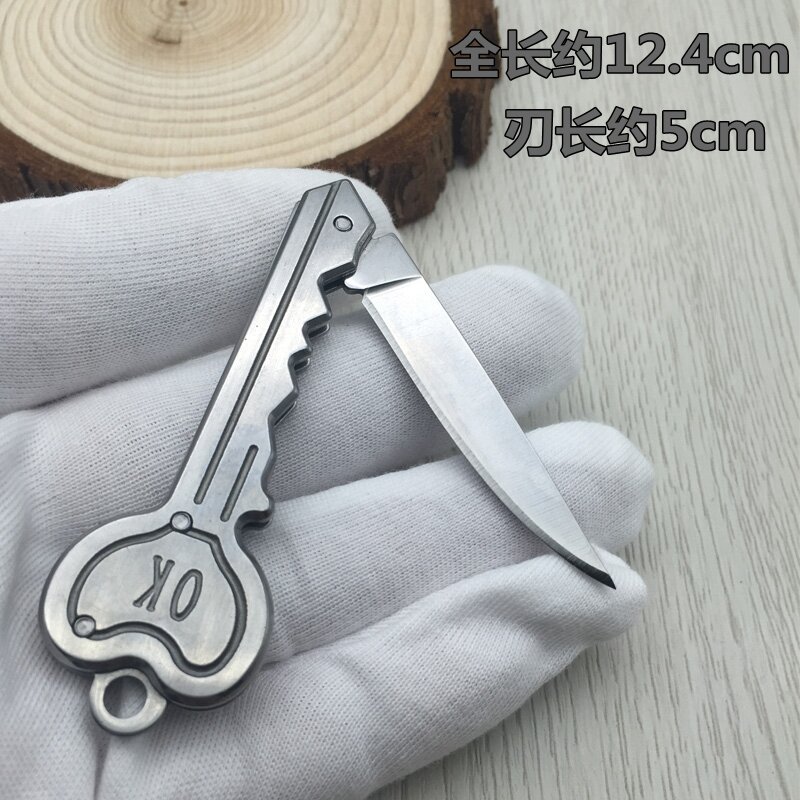 Mini llavero con forma de cuchillo para exteriores, llavero plegable con forma de cuchillo, abridor, paquete de bolsillo, herramienta múltiple, kit de caja de hoja