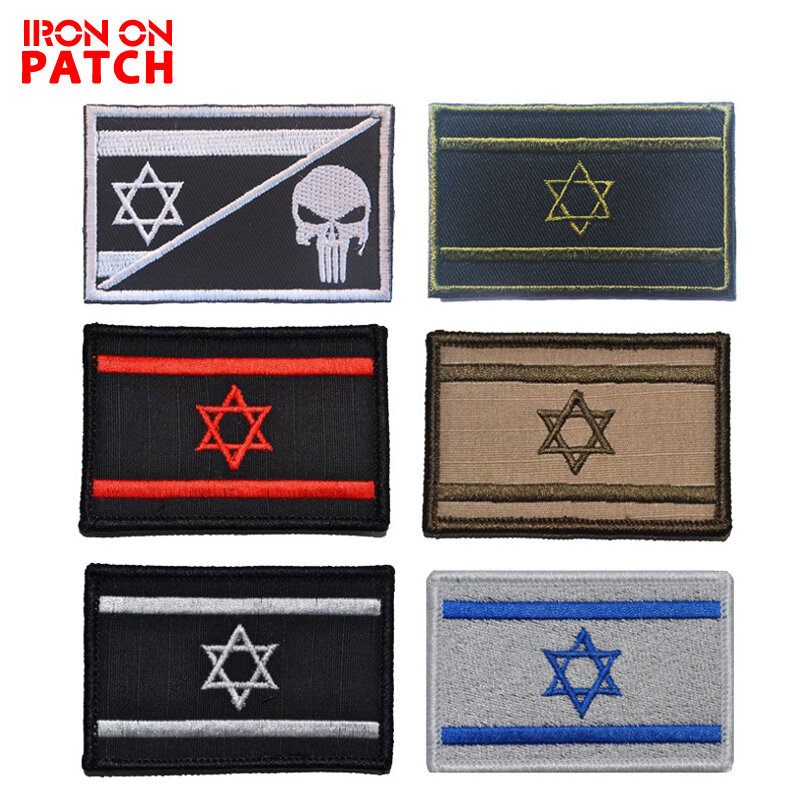 1Pcs เย็บปักถักร้อยอิสราเอลธง Brassard ยุทธวิธี Patch ผ้า Punisher Armband Army Hook และ Loop สัญลักษณ์ Morale Combat Badge