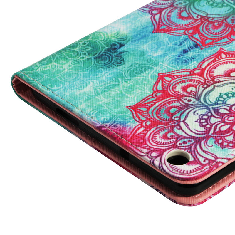 タブレット Funda Huawei 社 MediaPad M3 Lite 8 インチファッション曼荼羅花柄レザーフリップ財布ケースカバー Coque シェルスタンド