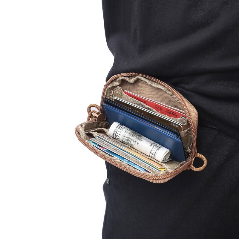 Pochette EDC étanche changement de clé tactique sac à main de voyage portefeuille Kit porte-monnaie avec fentes pour cartes Pack fermetures à glissière sac de taille vêtements de sport