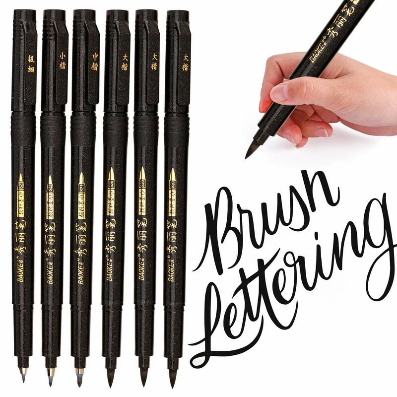 Canetas de caligrafia com 4 tamanhos, conjunto de canetas com pontas de letras, refil flexível, conjunto de marcadores para escrita e desenho, faça você mesmo, diário