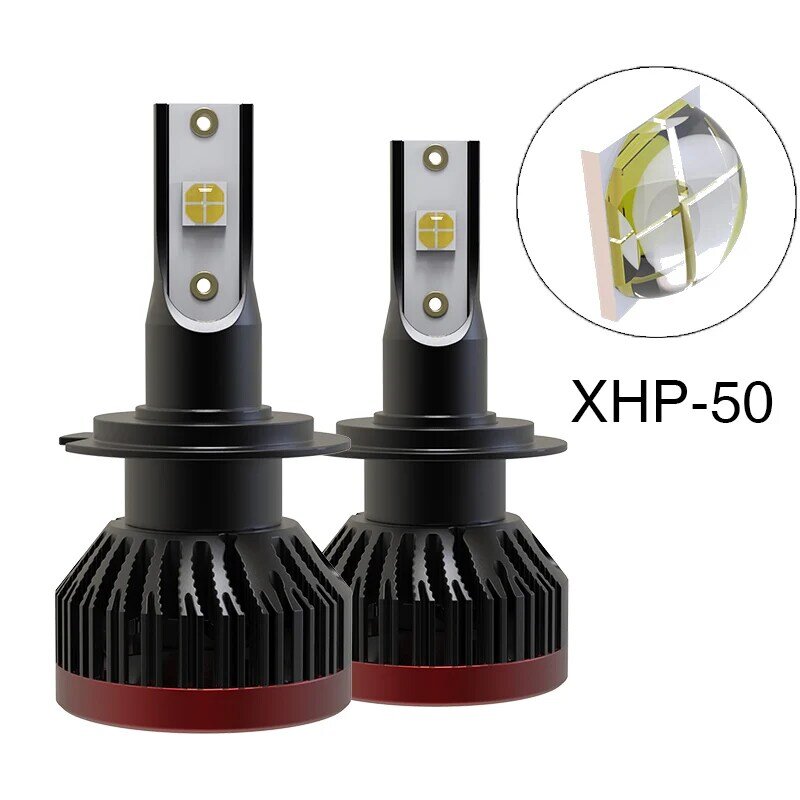 5500k Car headlight Mini H7 LED Bulbs H4 LED HIR2 H8 H11 XHP70 50 Chip Headlamps Kit 9005 9006 HB4  Fog light 12V LED 20000LM