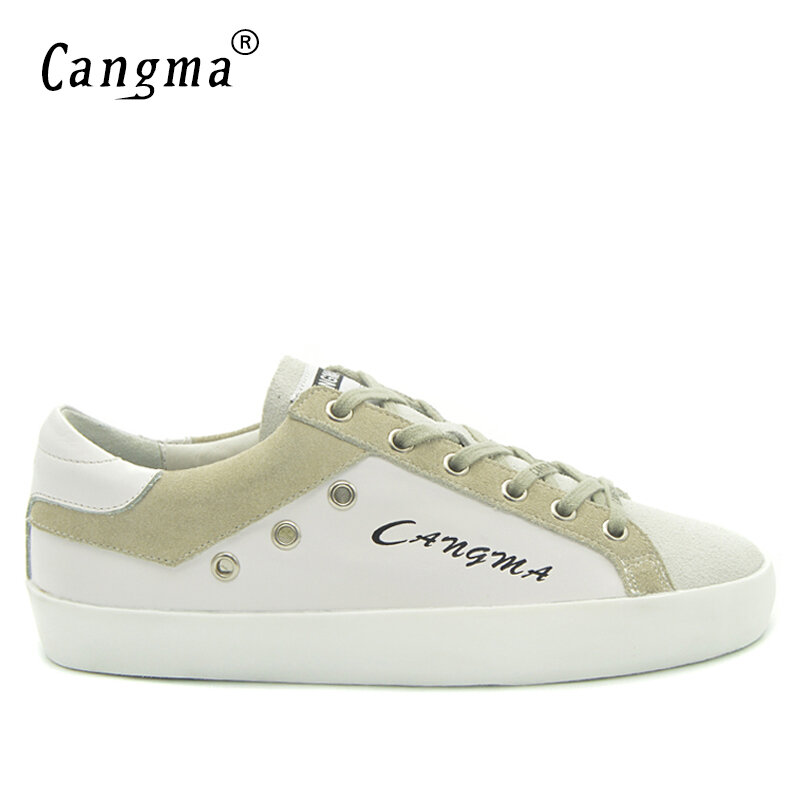 cangmabrand Luxury Brand Designer Casual Shoes for Women Suede Geniune Leather Ladies Shoe White Low Top Vintage Sneakers Female