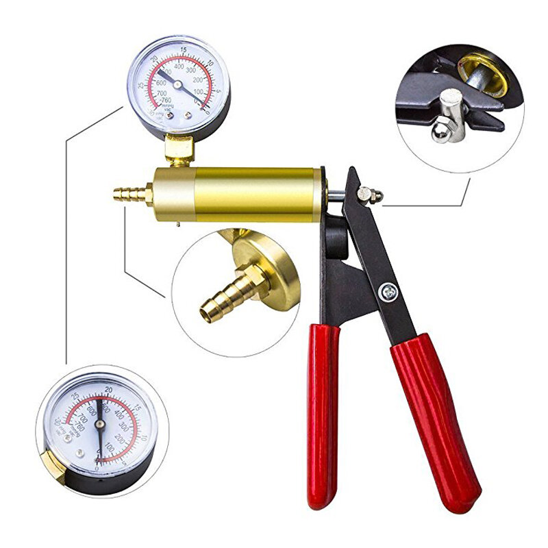 Pompe à pression manuelle en aluminium pour voiture, Kit de test de réparation Durable Portable, manomètre