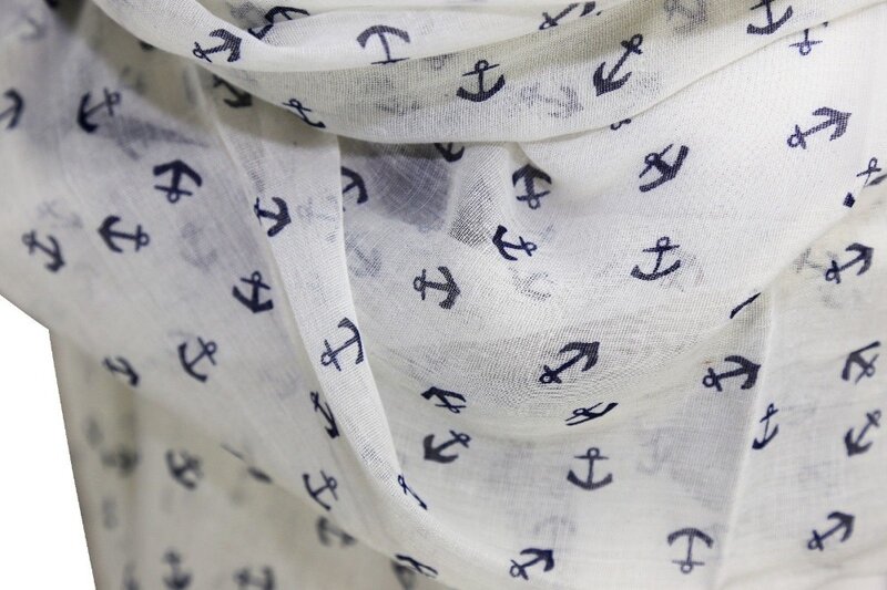 Морской винтажный морской якорь с принтом хлопчатобумажная Вуаль шарф шаль Длинная накидка 10 шт./лот смешанных цветов