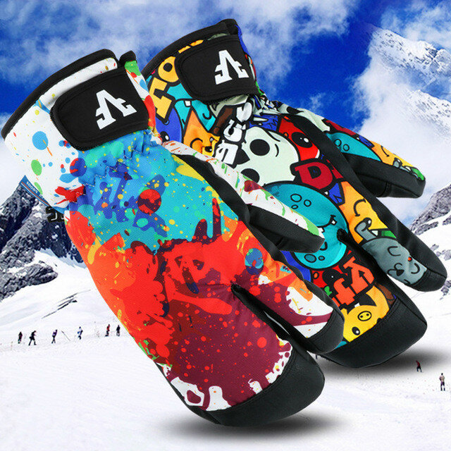 Перчатки унисекс, зимние, ветрозащитные, с тремя пальцами, для катания на лыжах