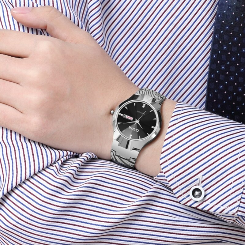 Zegarek męski marka DOM klasyczny zegarek tydzień data wodoodporny kalendarz biznes męskie zegarki kwarcowe prezent dla męża W-698-1M2