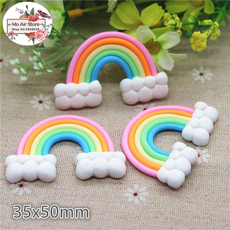 5PCS polymer clay hand made rainbow Flatback Cabochon Miniature Food Art Supply Decoration Charm Craft