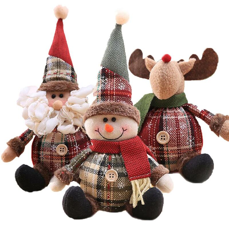 Dekorasi Natal Santa Klaus Boneka Natal Boneka Salju Selamat untuk Rumah Rusa Natal Ornamen Pohon Natal Dekorasi Hadiah untuk Anak-anak